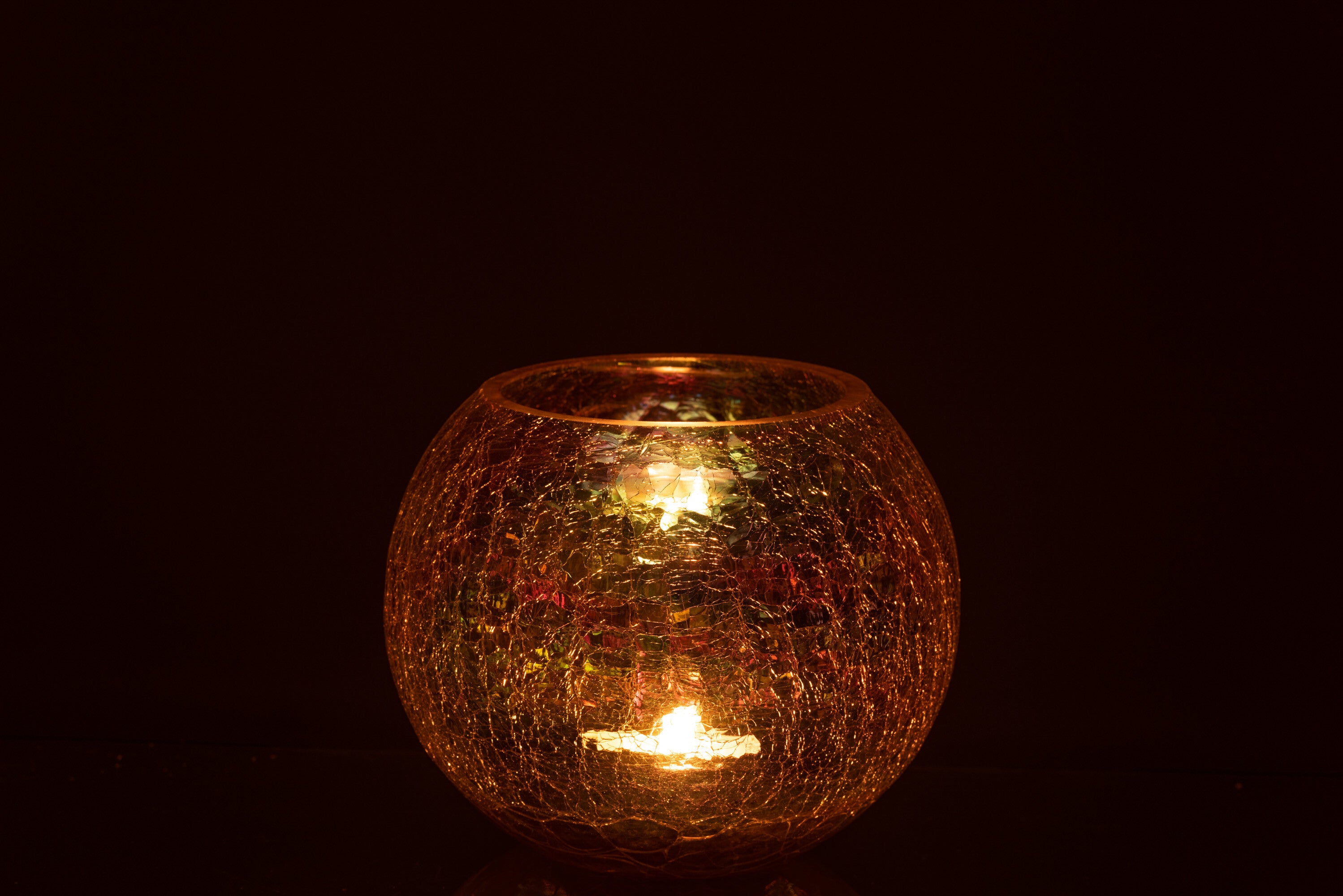 J-Line windlicht Bol Parel Effect - glas - paars - large