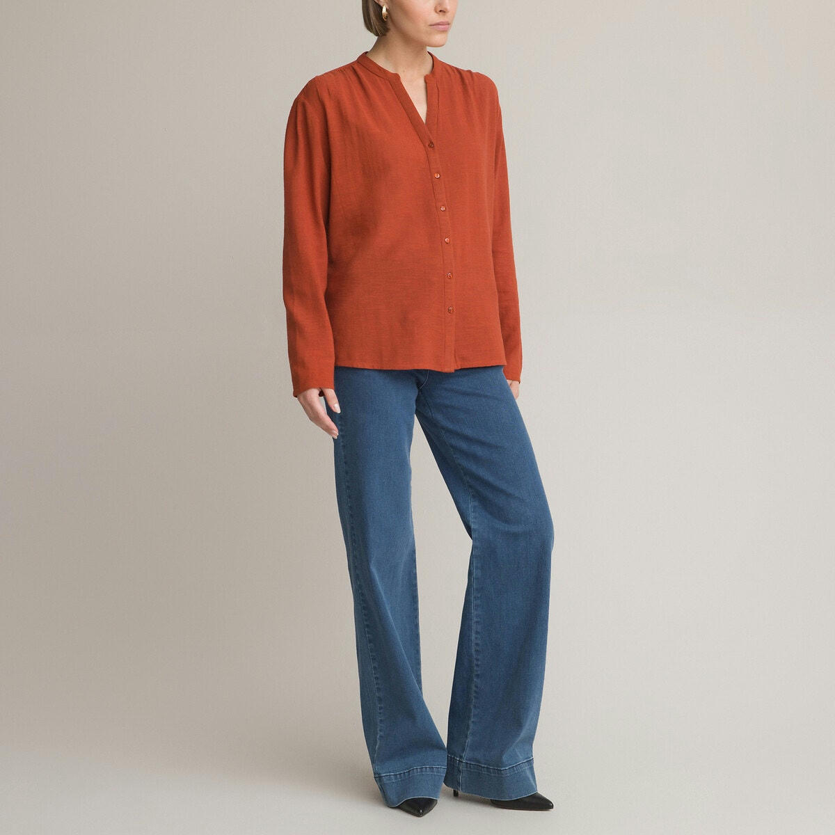Blouse col rond, manches longues