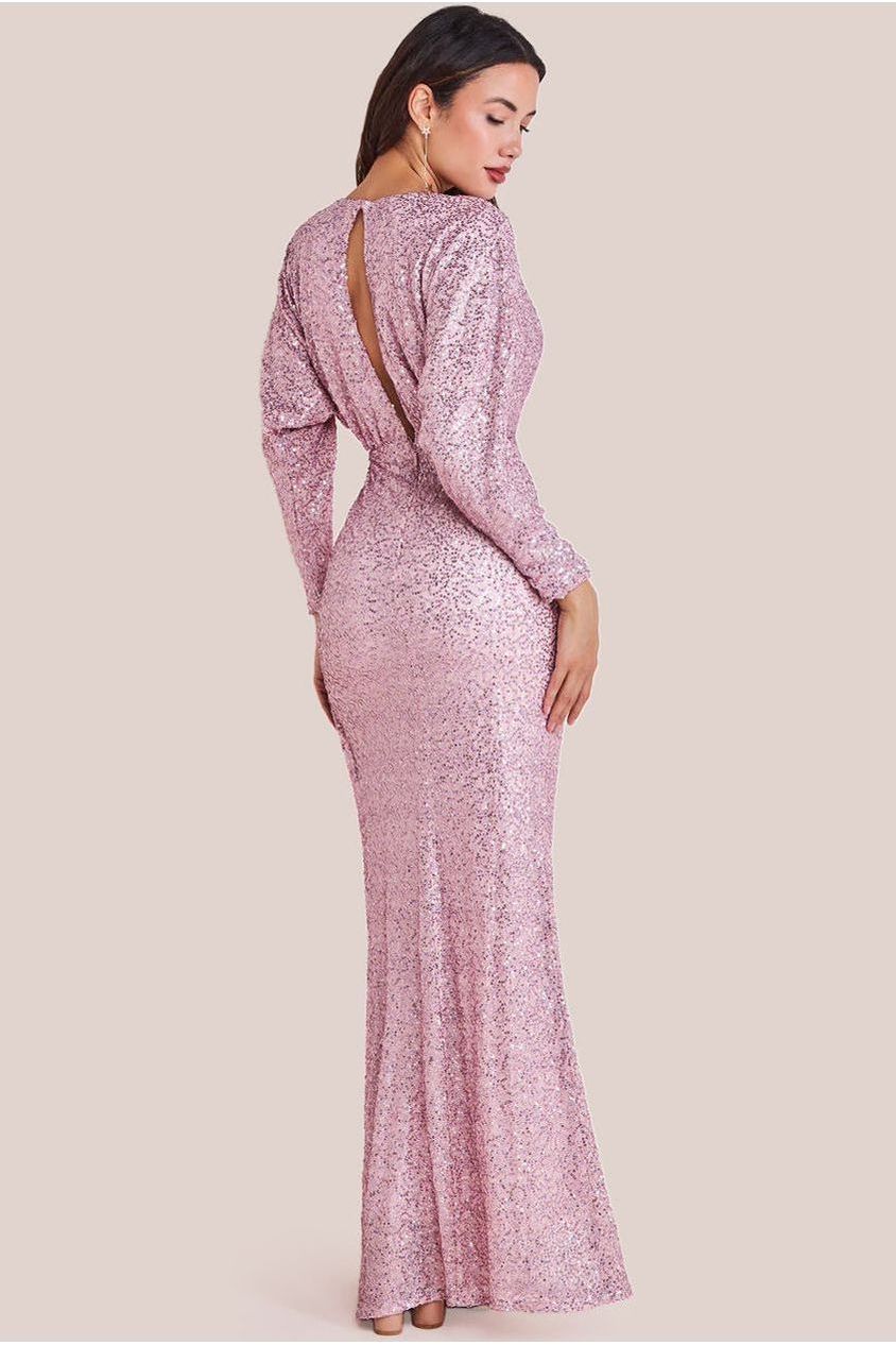 Goddiva Plunge V-Neck Sequin Maxi