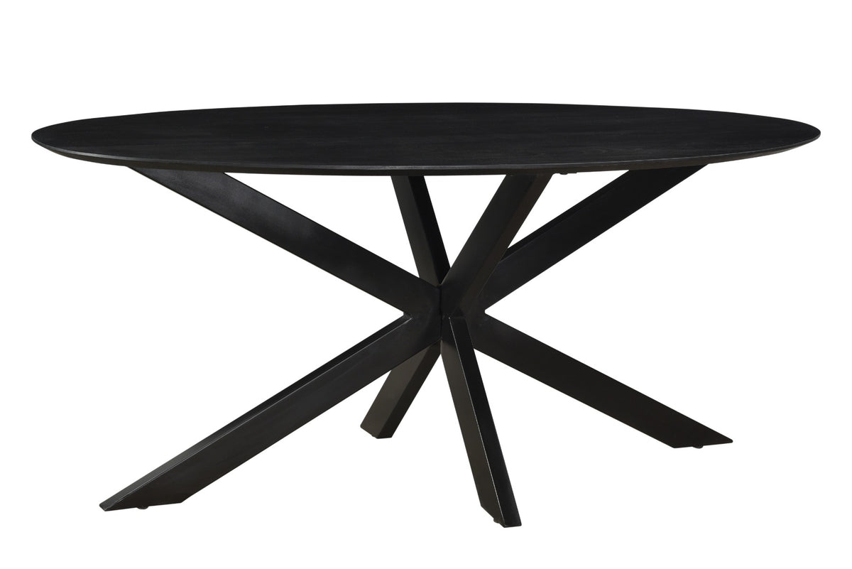 Livingfurn eetkamertafel Oslo Ovaal - Acasia Hout - 180 cm - zwart
