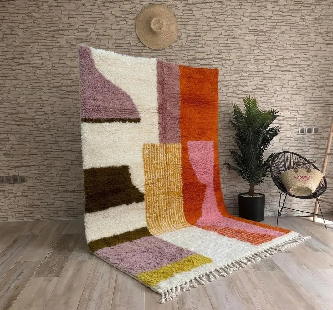 Orange Striped Moroccan rug , Rugs for Living room , Custom handmade rug , Wool Berber rug , Orange Beni ourain rug , Moroccan rug 10x14