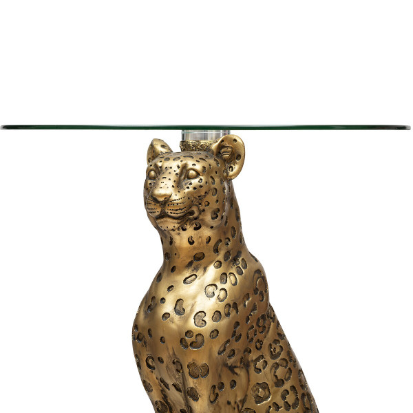 Okrągły stolik kawowy lampart szklany 40 cm do salonu