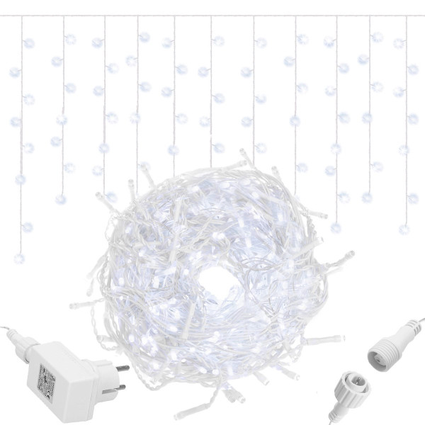 Kurtyna świetlna 1000 led girlanda, lampki zewnętrzne sople