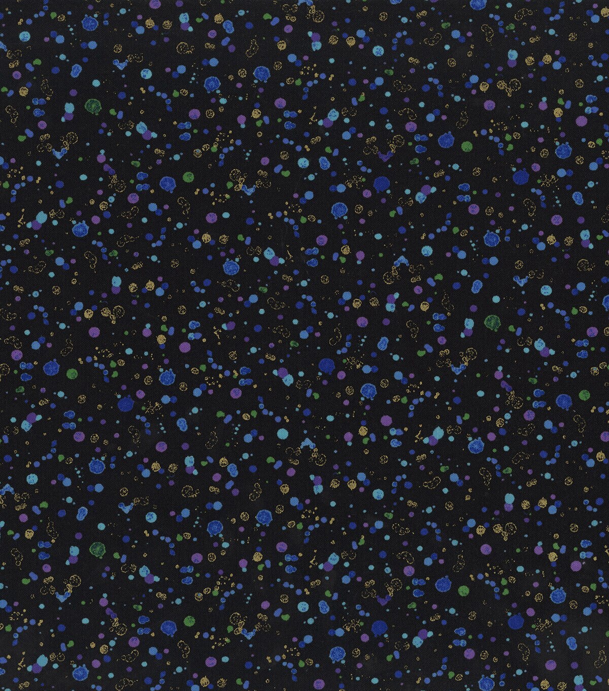 Hi Fashion Dots on Black Premium Metallic Cotton Fabric