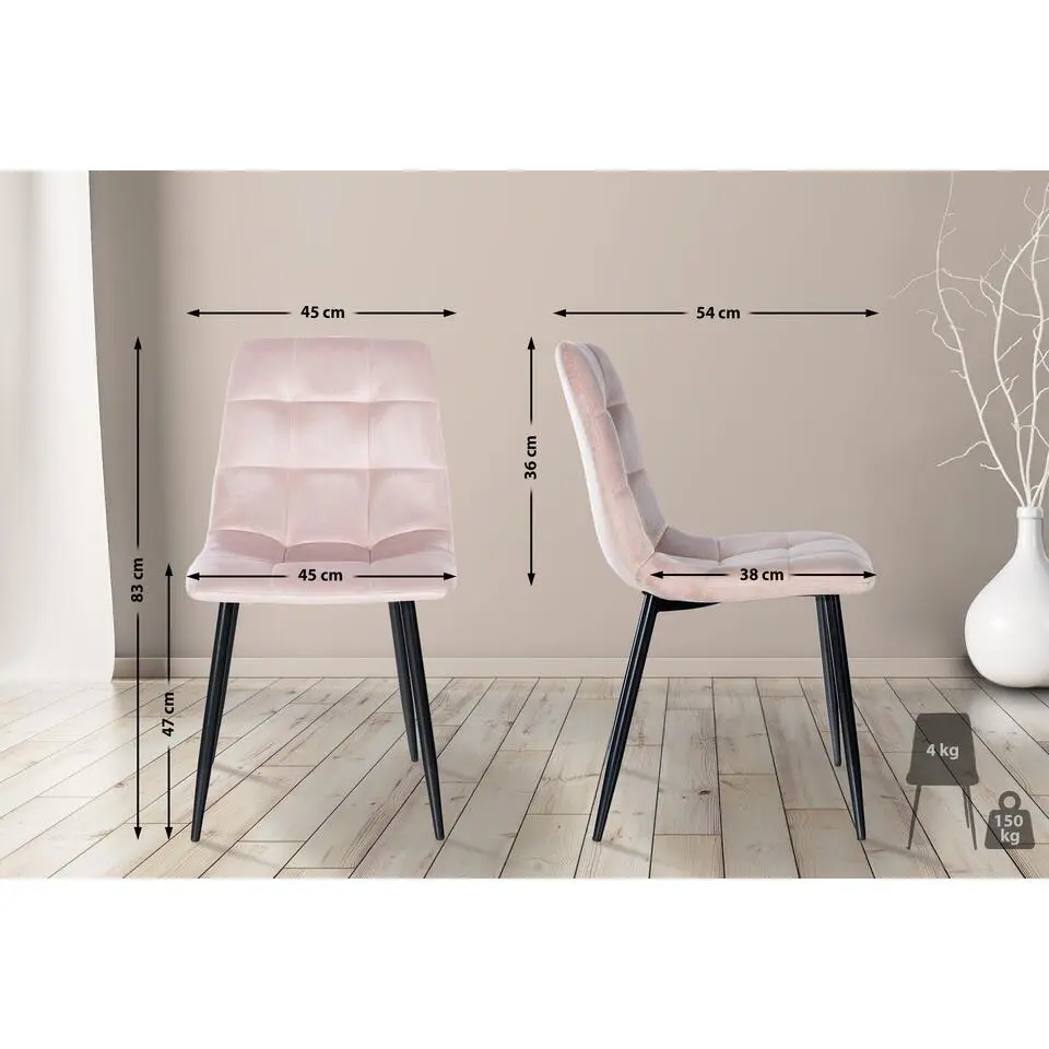 CLP Eetkamerstoel Tilde Fluweel - roze