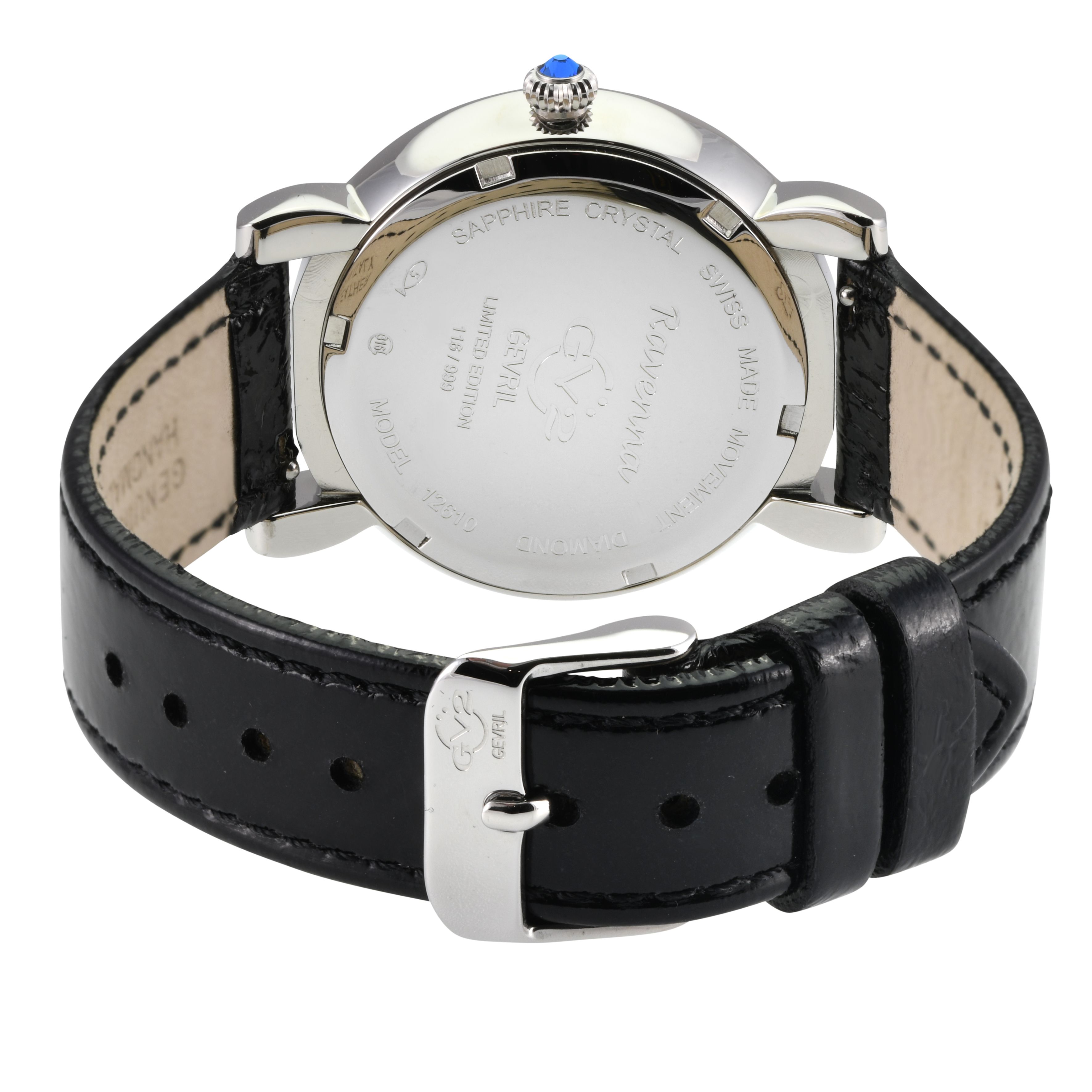 GV2 Ravenna 12610 Black Leather Swiss Quartz Watch