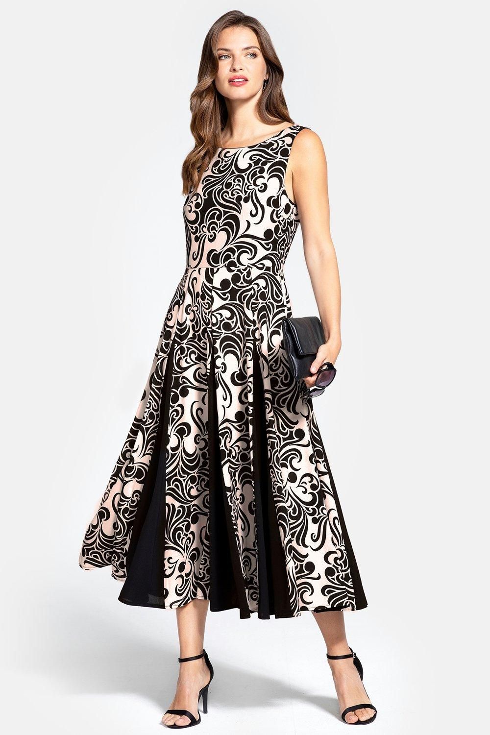 Hot Squash Contrast Panel Midi Dress