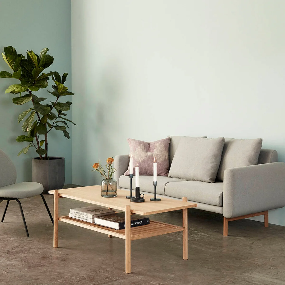 Hübsch Interior - Couchtisch mit Ablage, 120 x 57 cm, Eiche