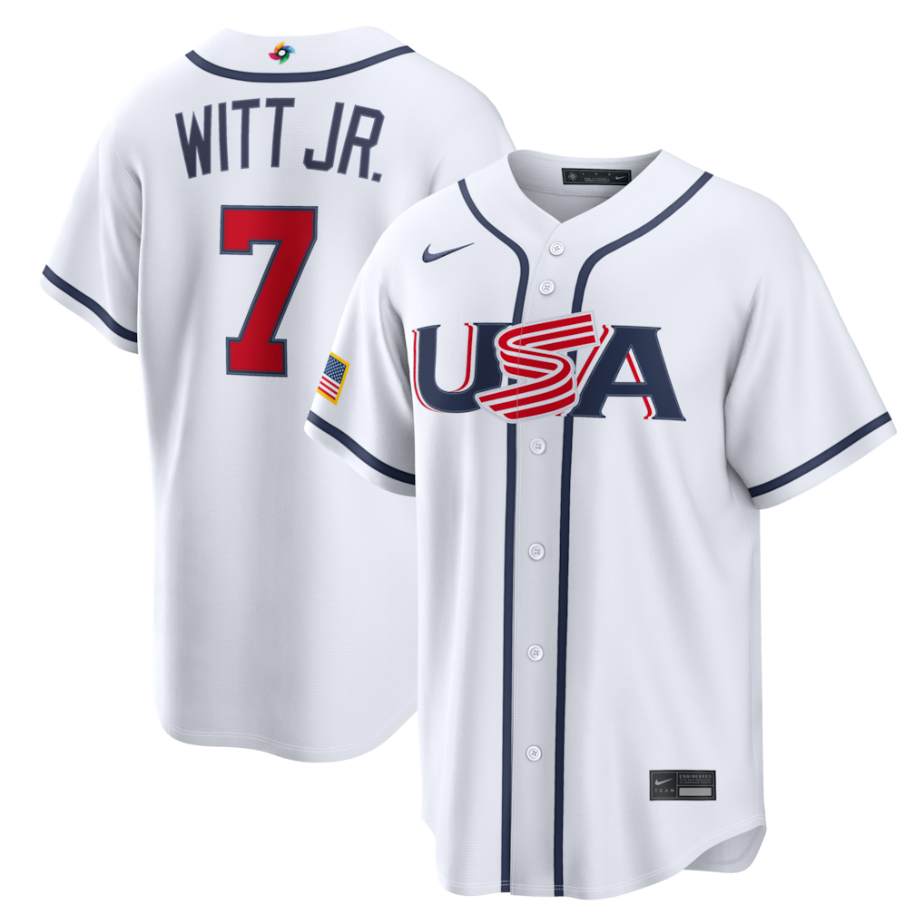 Bobby Witt Jr. USA Baseball Nike 2026 World Baseball Classic Home Stadium Jersey - White/Navy