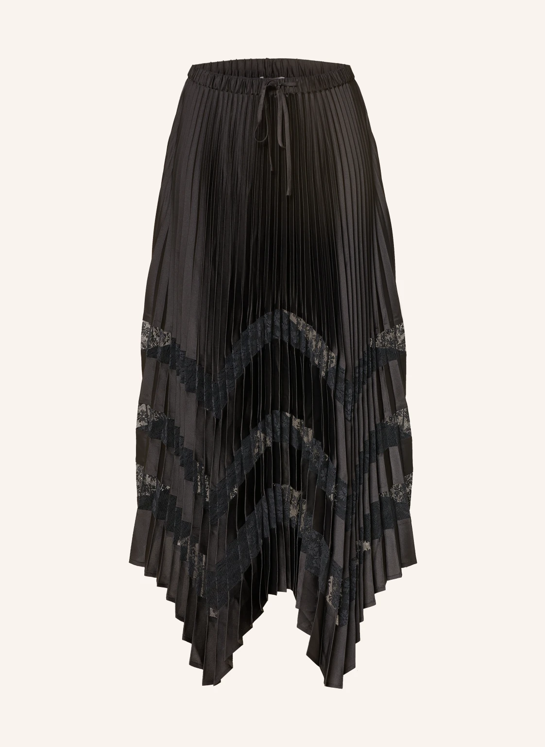 CLAUDIE PIERLOT Plisseerock aus Satin mit Spitze