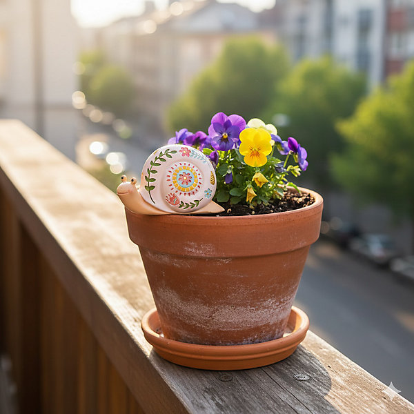 Escargot décor floral de jardin