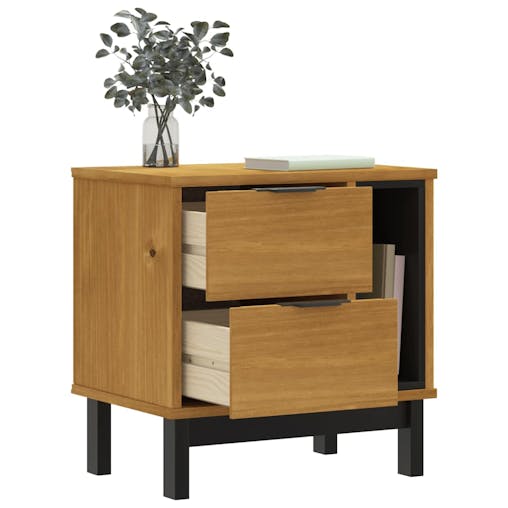 NNEVL Bedside Cabinet FLAM 49x35x50 cm Solid Wood Pine
