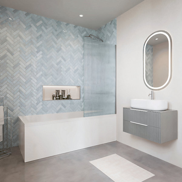 Baignoire droite VILLEROY &BOCH Architectura acrylique 170 x 80 cm  Pare bain droite AURYS Raywall chromé