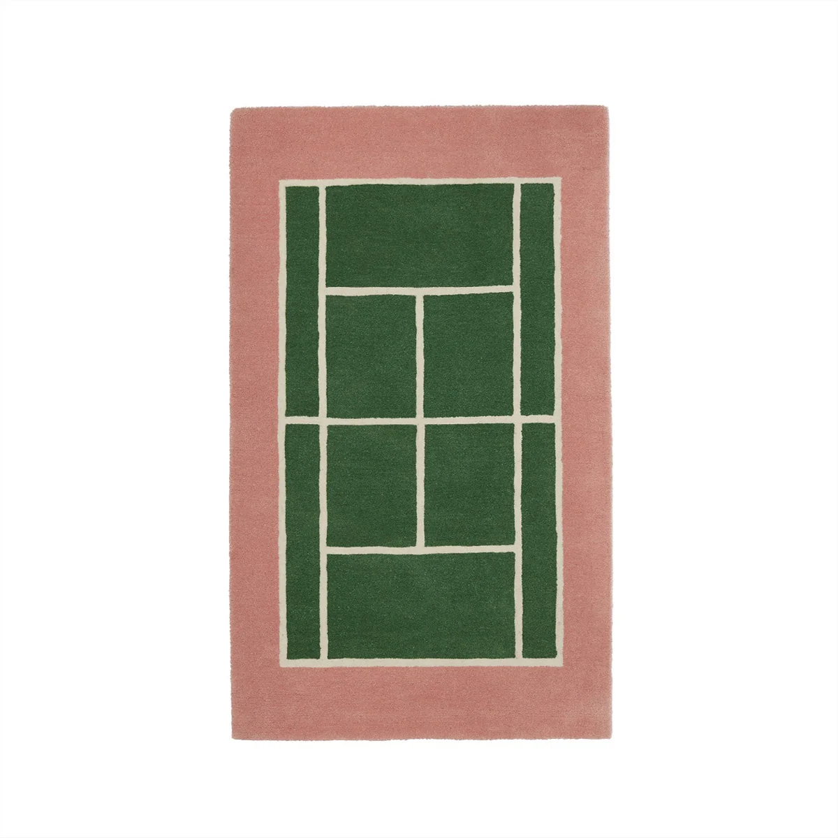 OYOY Mini - Tennis Teppich, 150 x 88 cm, grün / rose