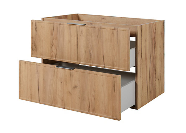 Meuble de salle de bain, Chêne Craft, poignée argentée, 46 x 80 x 57 cm