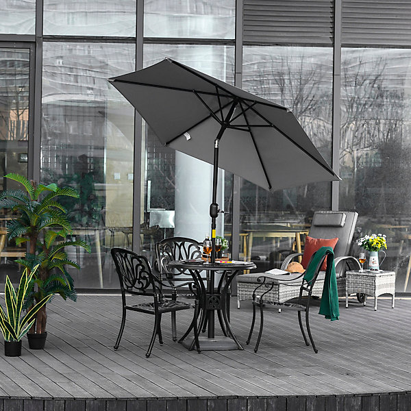 Parasol hexagonal inclinable dia. 2,3 x 2,16H m métal polyester haute densité gris