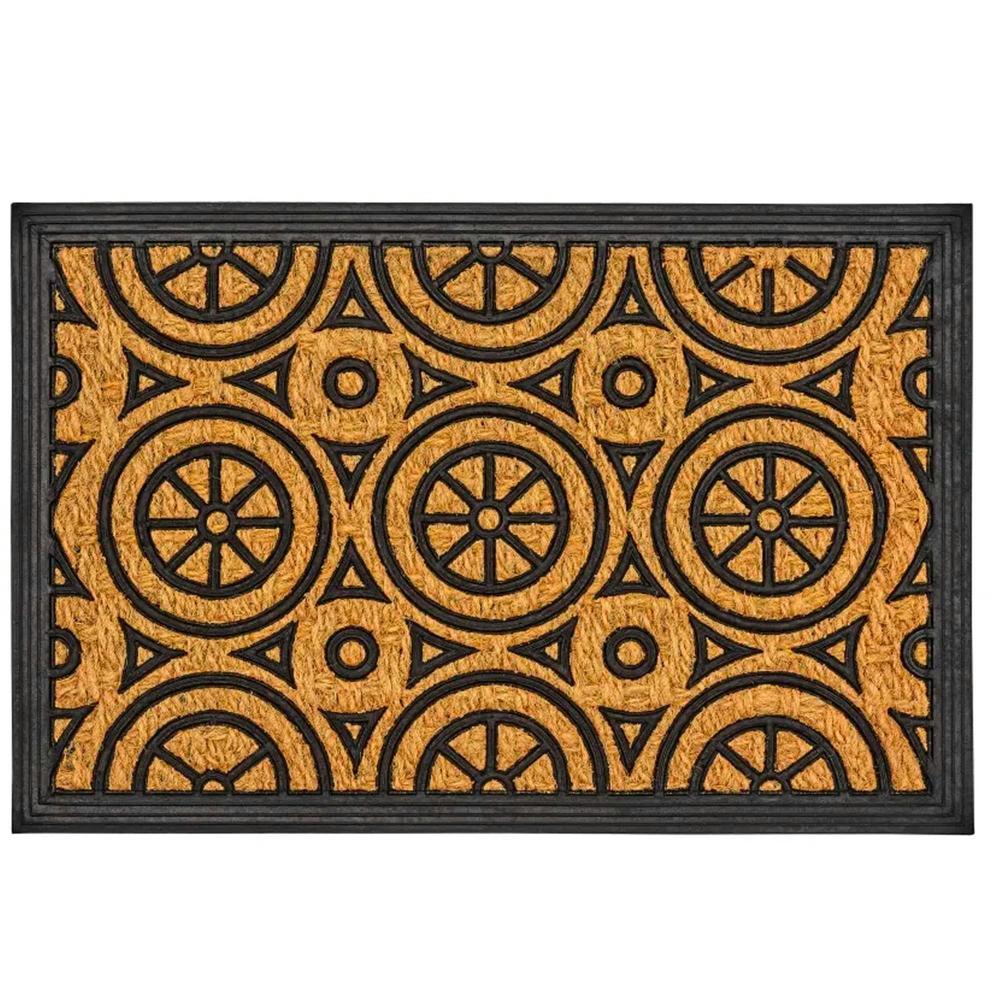 - Paillasson en caoutchouc et fibres de coco ronds 60x40cm