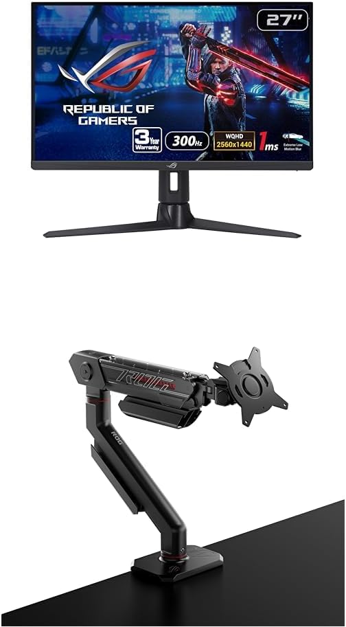 ASUS ROG Strix 27” 1440P Gaming Monitor (XG27AQMR) ROG Ergo Monitor Arm (AAS01)