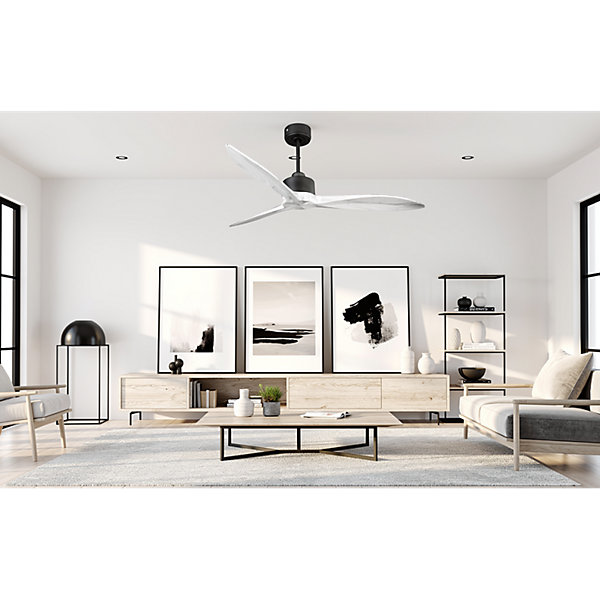 Modulo Latino Slim - Super destratificateur et ventilateur DC 132 cm noirpales bois blanc idéal 26 à 40 m²