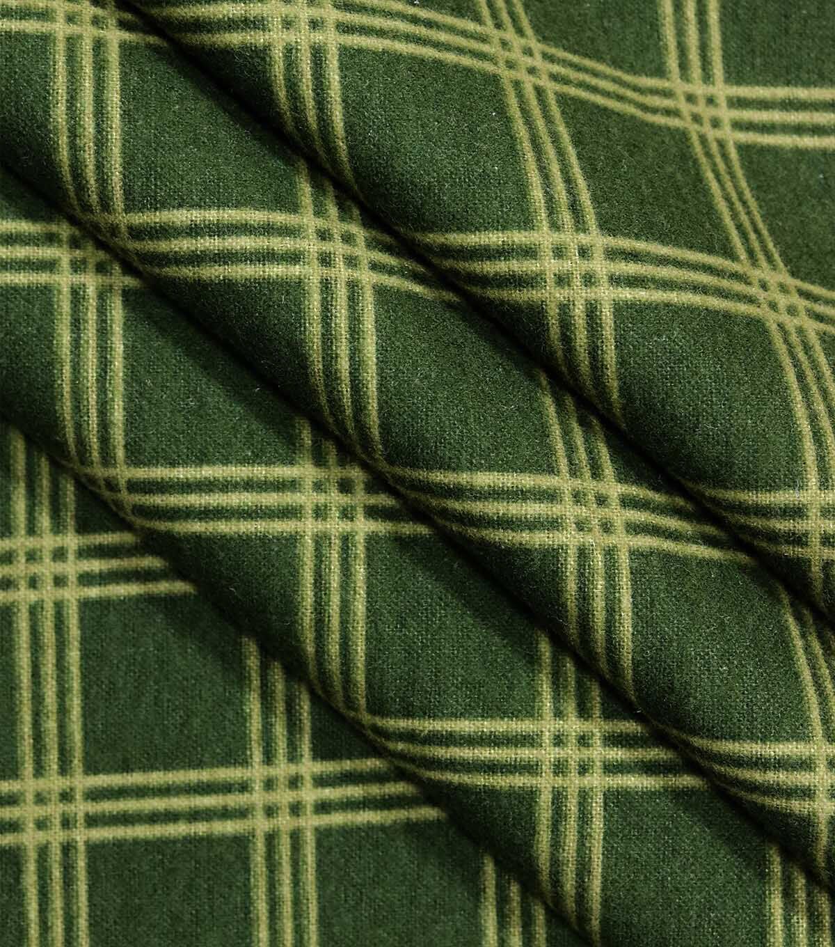 108 Green Grid Plaid Wide Flannel Fabric