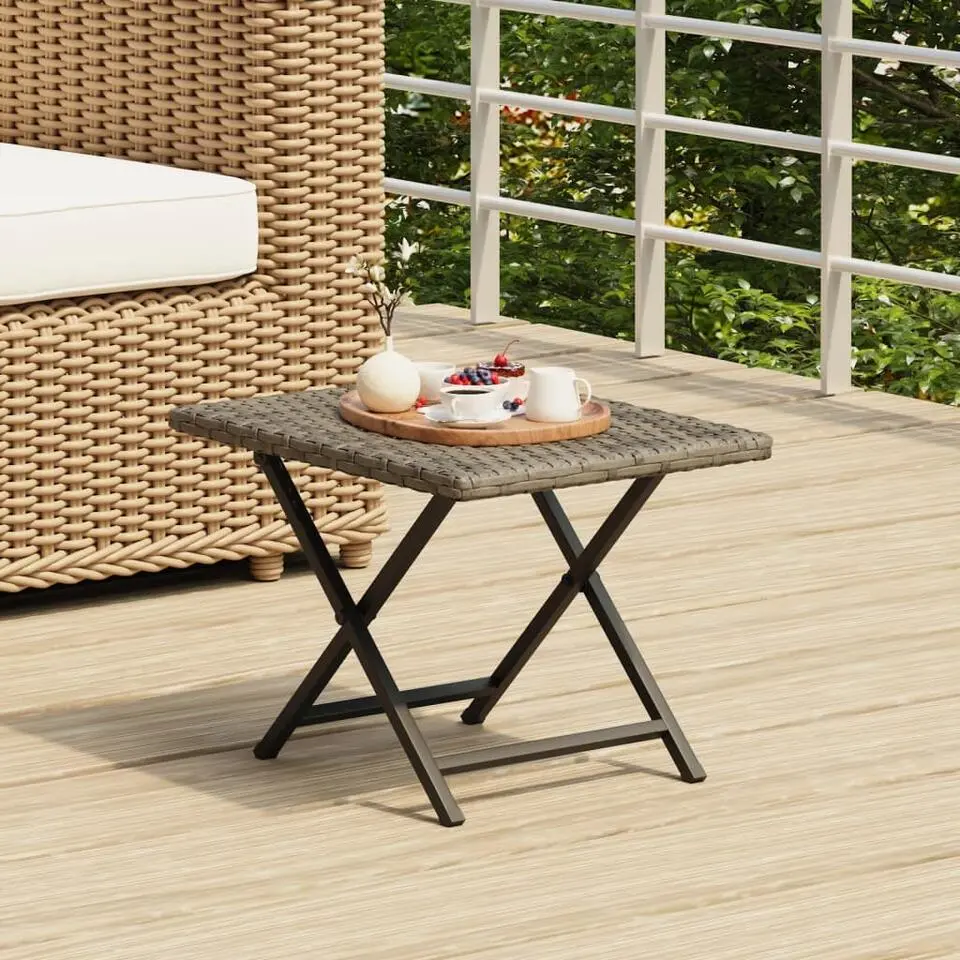 vidaXL - Tafel inklapbaar - Grijs - Poly rattan - 45x35x32 cm