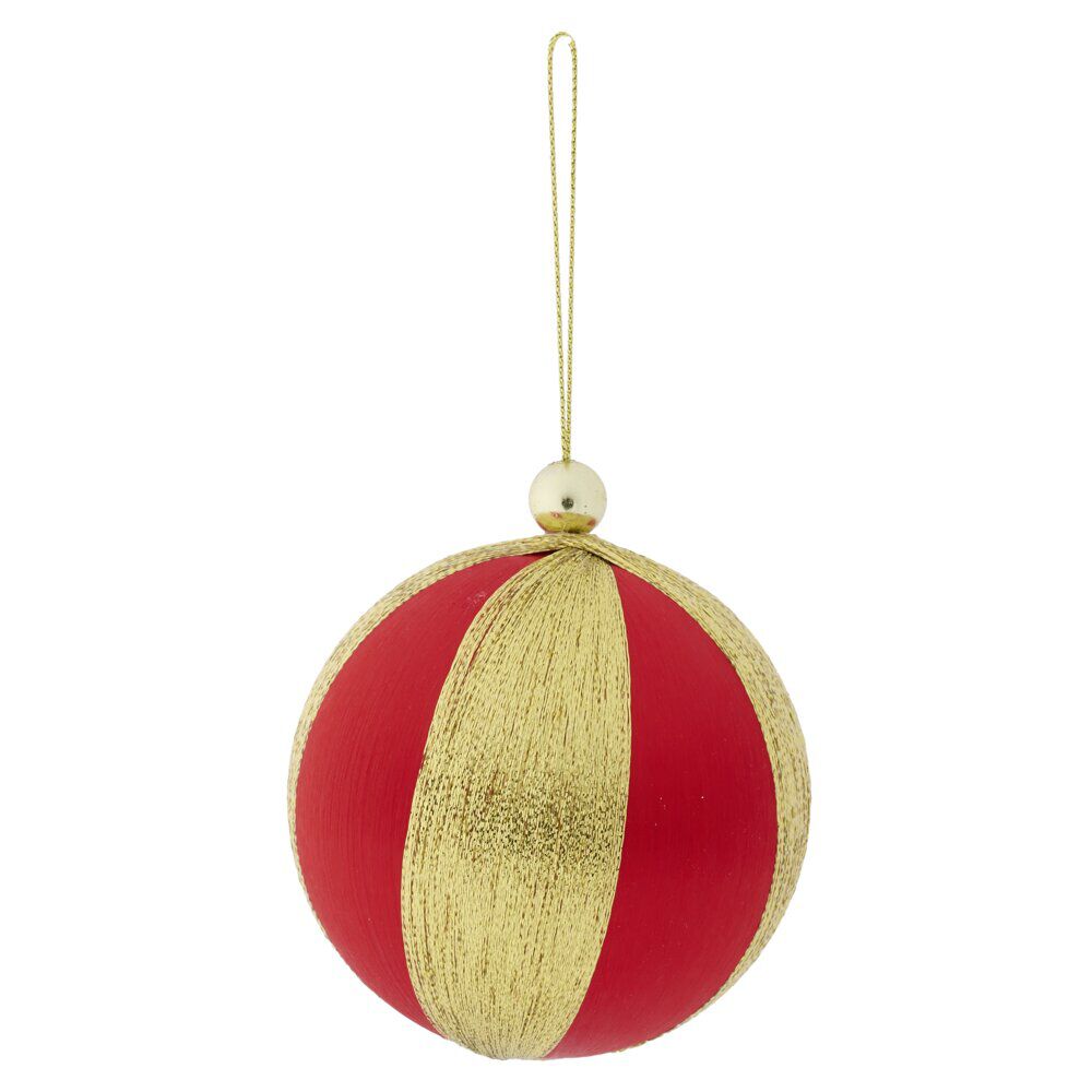Boule de No&euml;l fil couleur rayée Ø8cm (3 modèles)