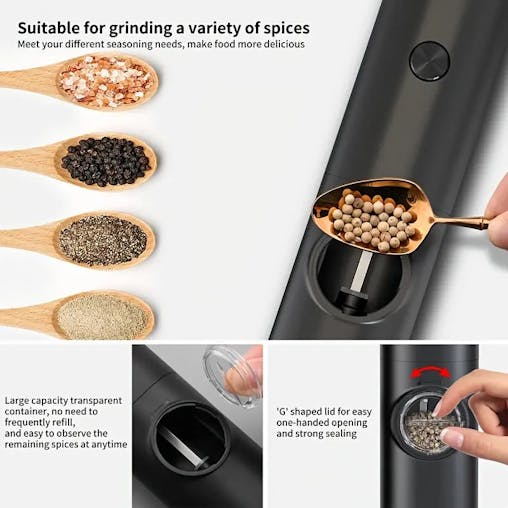NNETM Electric Pepper Grinder Set - 2pcs Household Sea Salt Ginders