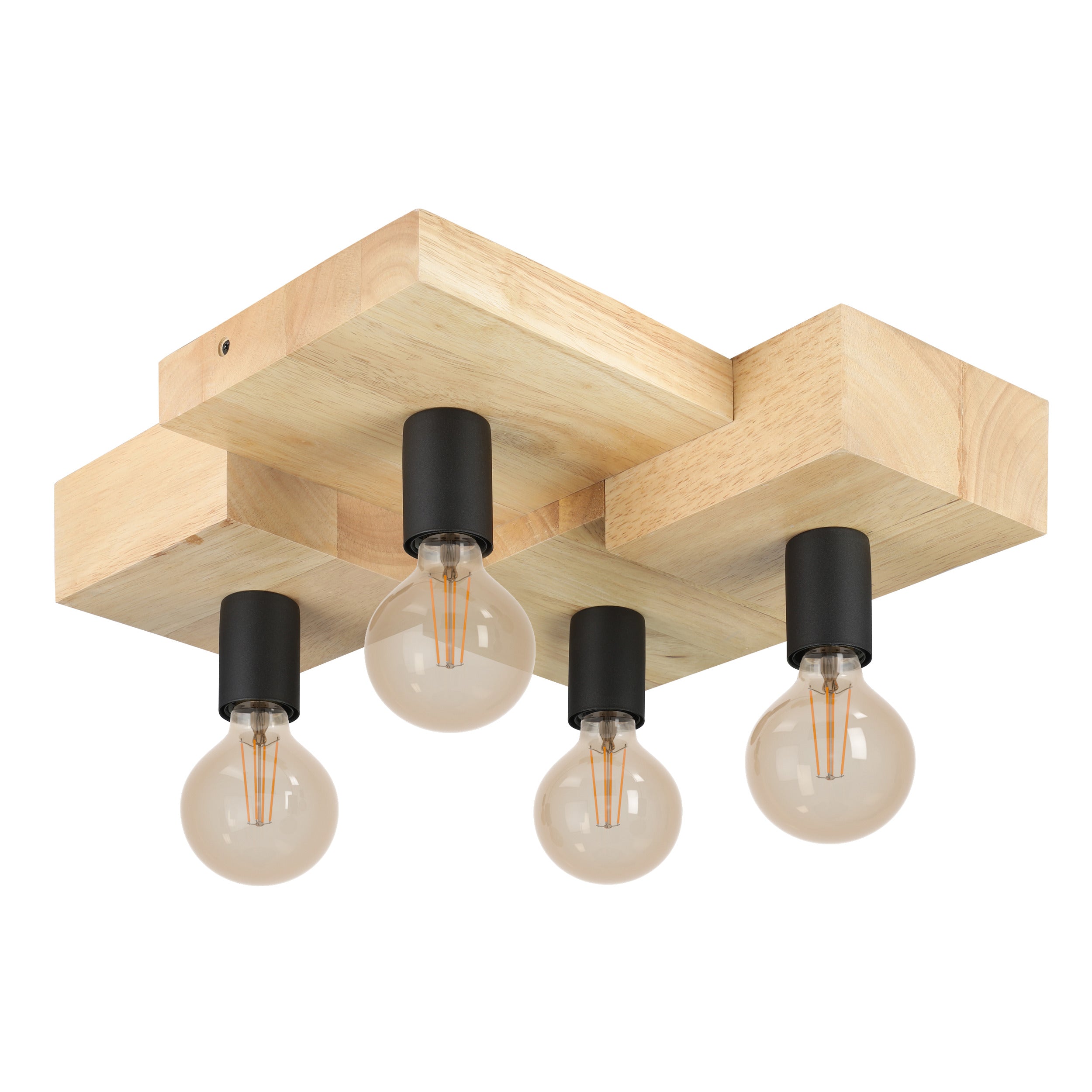 EGLO plafondlamp Halkin - e27 - 43 cm - bruin/zwart - hout