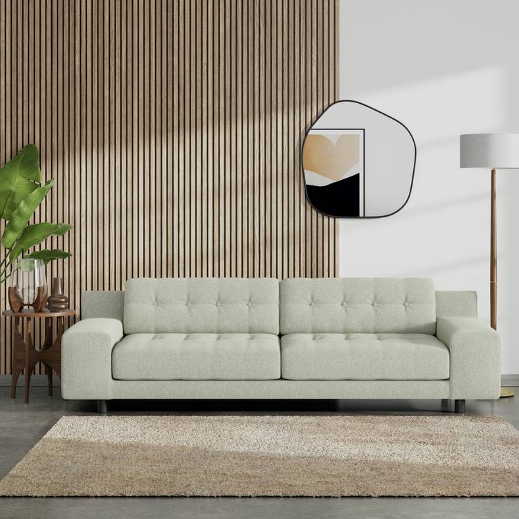 Habitat Hendricks Fabric 4 Seater Sofa -Sage Green-Black Leg