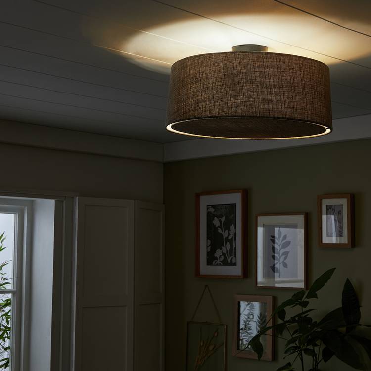 Habitat Metal Flush Ceiling Light - Black & Grey
