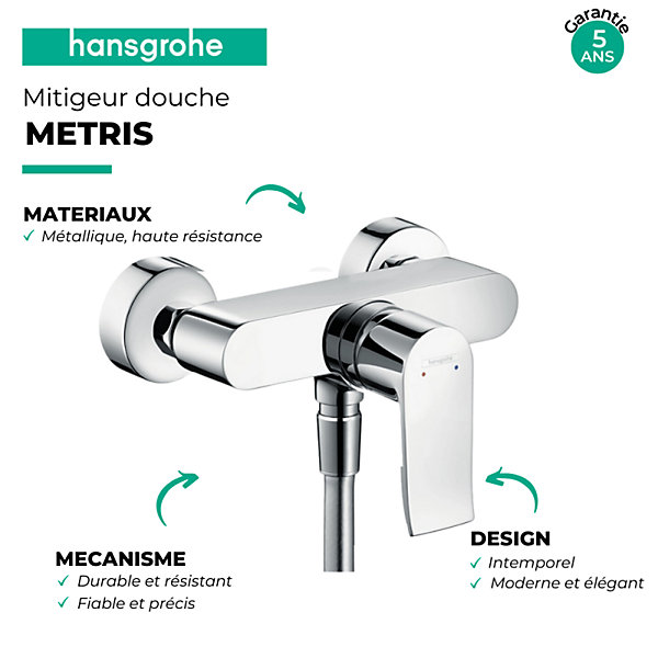 Mitigeur douche mécanique HANSGROHE Metris chromé