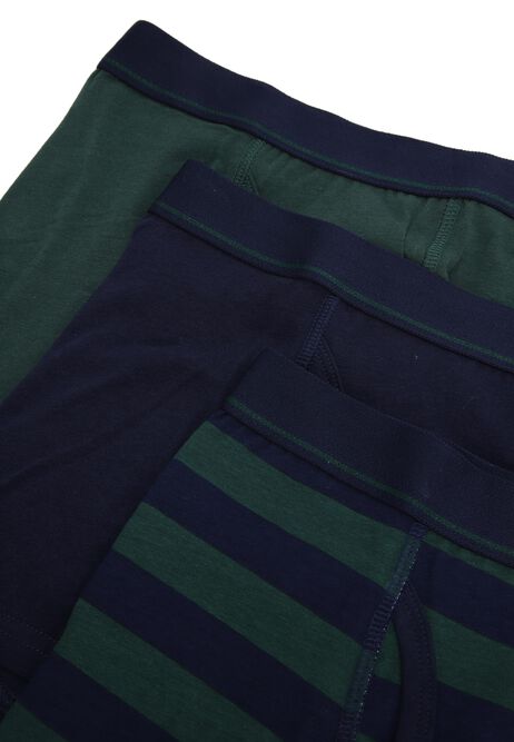 Older Boys 3pk Green & Black Stripe Trunks