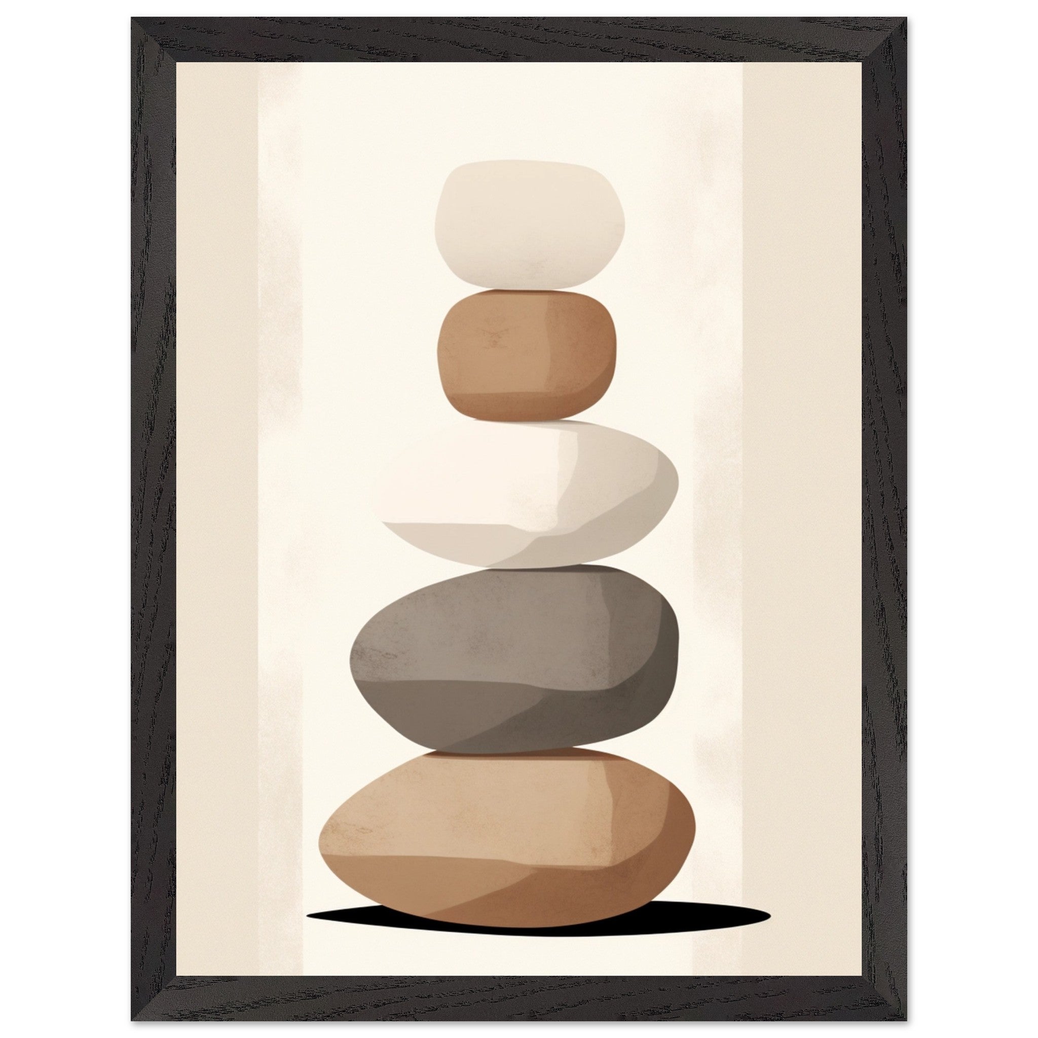 Artfulprints Poster met Lijst Stacked stones  - 30x40 cm - Taupe