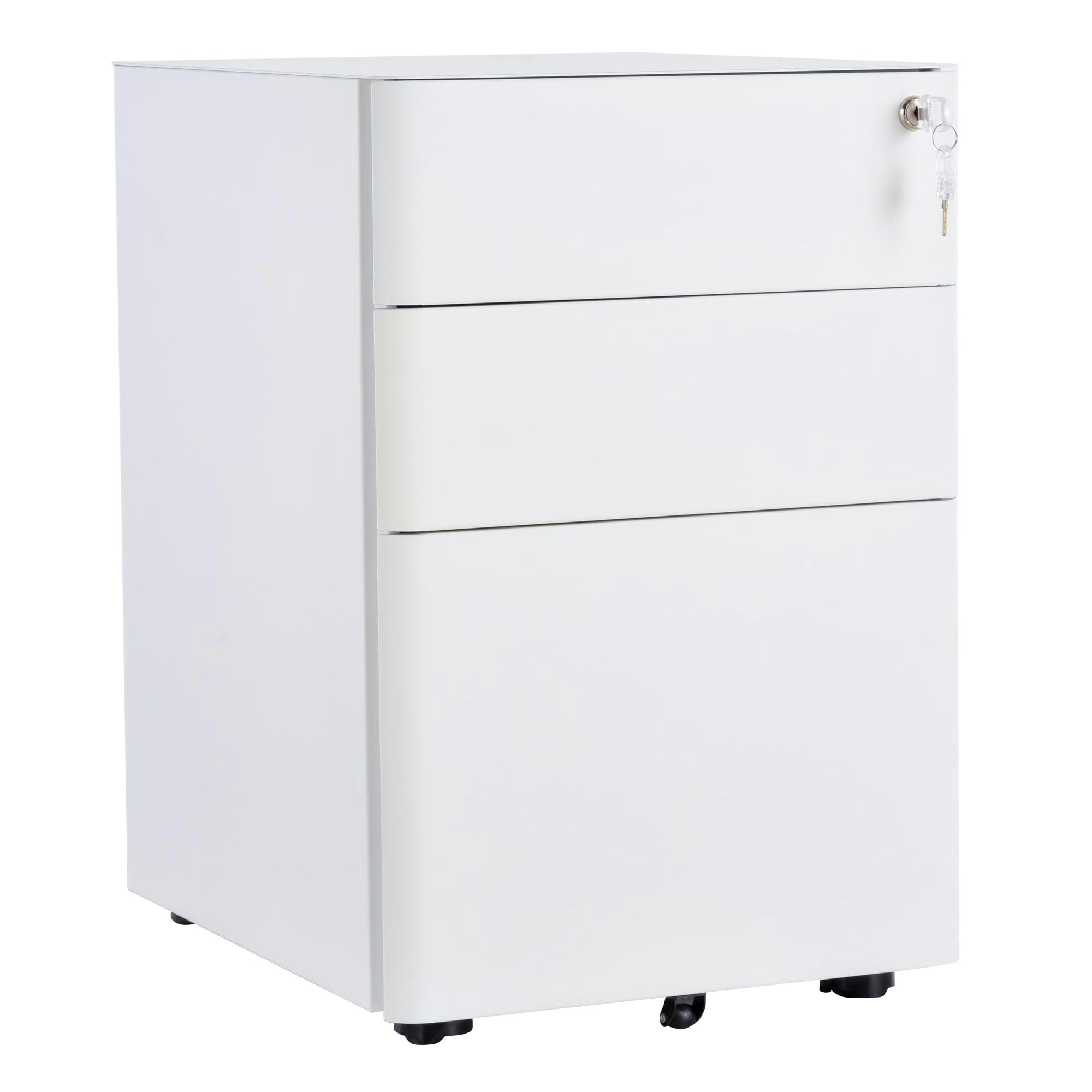 - Caisson bureau roulettes 3 tiroirs verrouillables trieur acier blanc