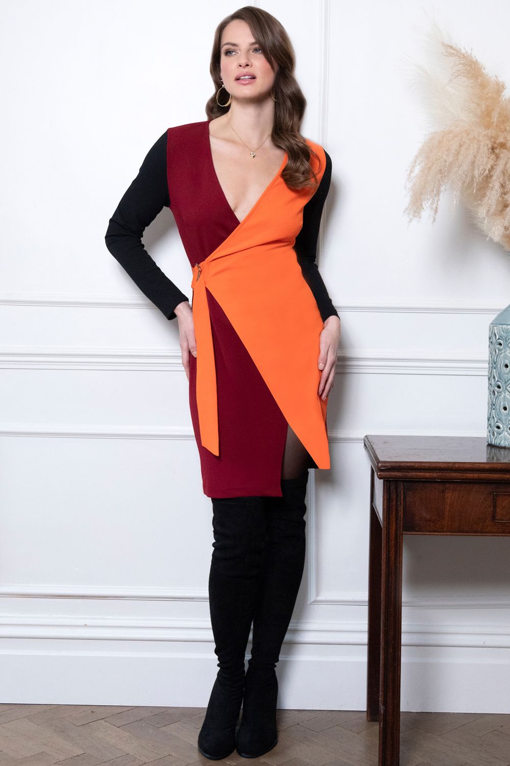 Hot Squash Mini Trench Dress with Buckle Tie