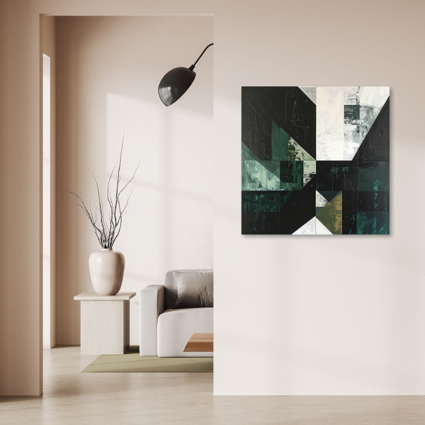 Obraz do salonu sypialni biura loftu, Zielona geometryczna 20x20