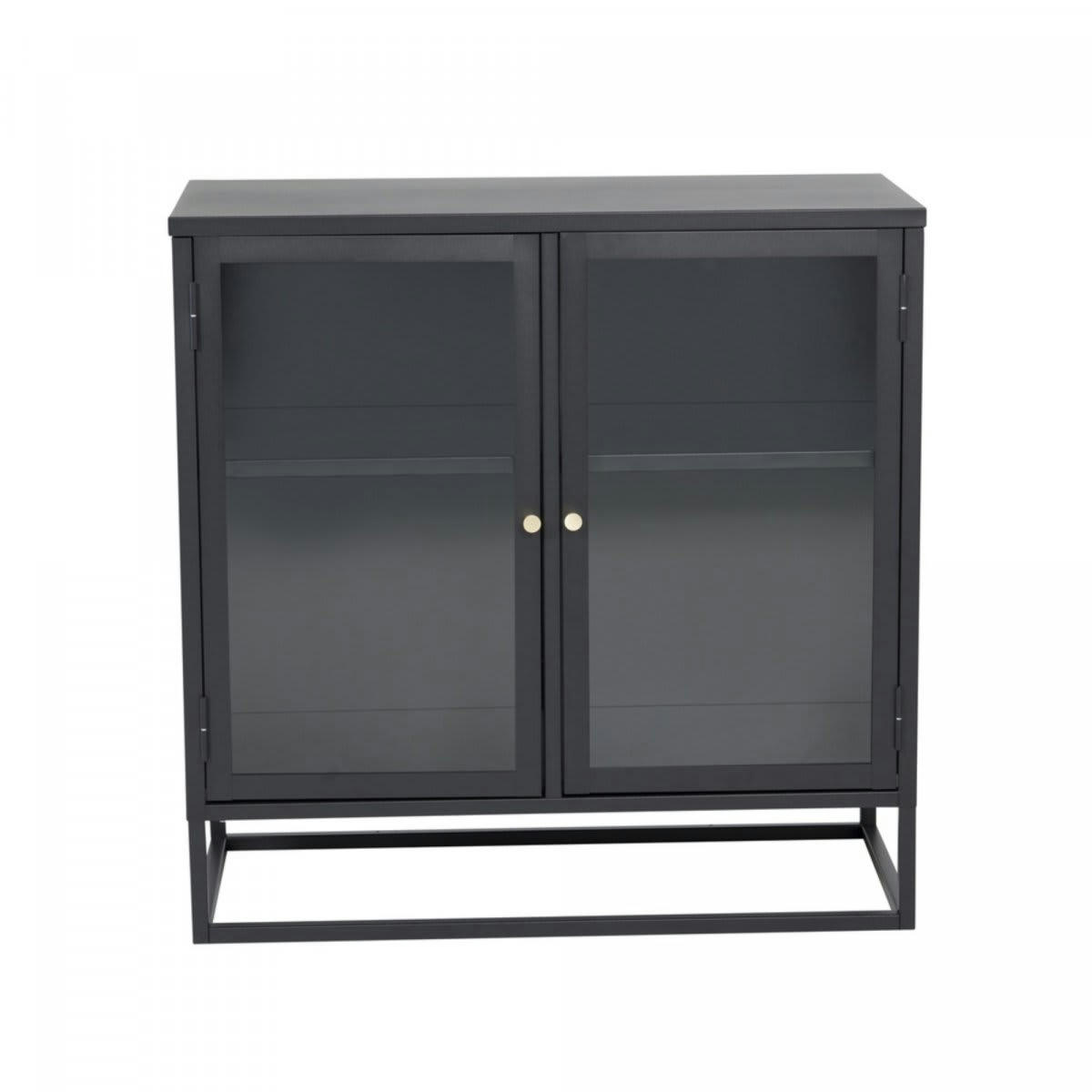 RIRI - Buffet bas avec portes vitrées en métal noir