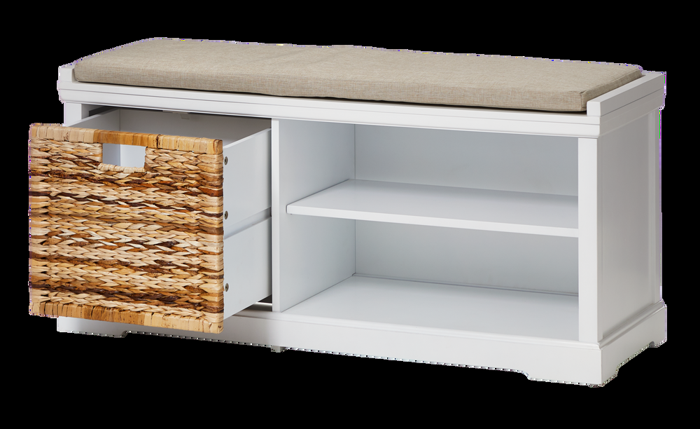 For Living Storage Bench, White