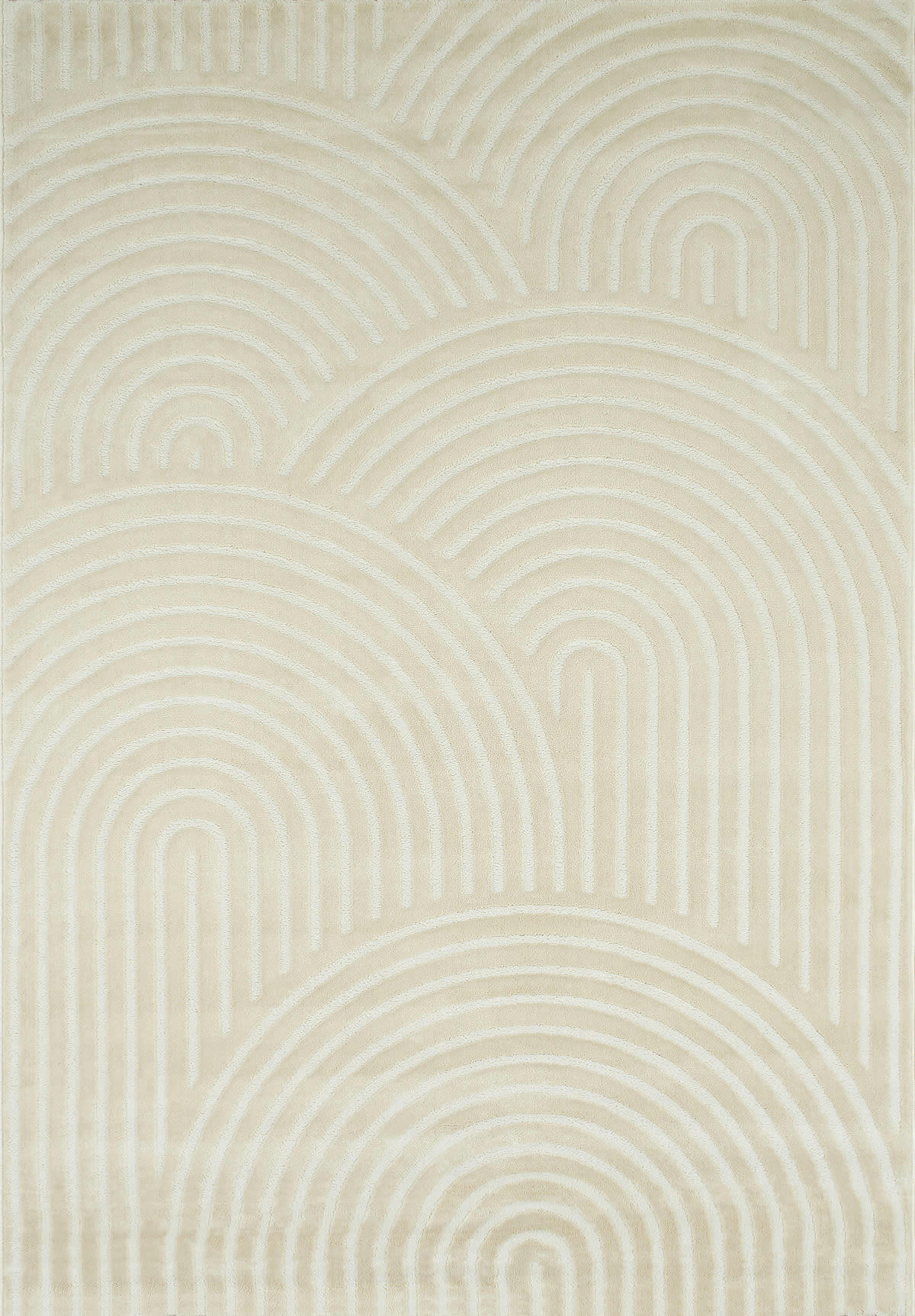 BIANCA - Tapis motif arc en relief creme - 160x230