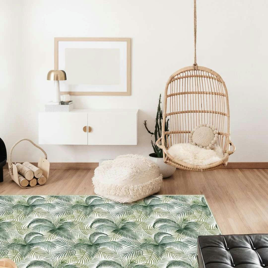 TROPICALWATERCOLOR - Tapis en vinyl aquarelle tropicale vert 48x98 cm