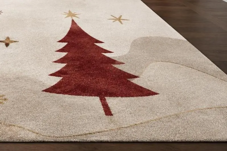 Hand Tufted Christmas Rug, Christmas Tree Area Rug, Handmade Holiday Rug, Festive Living Room Decor