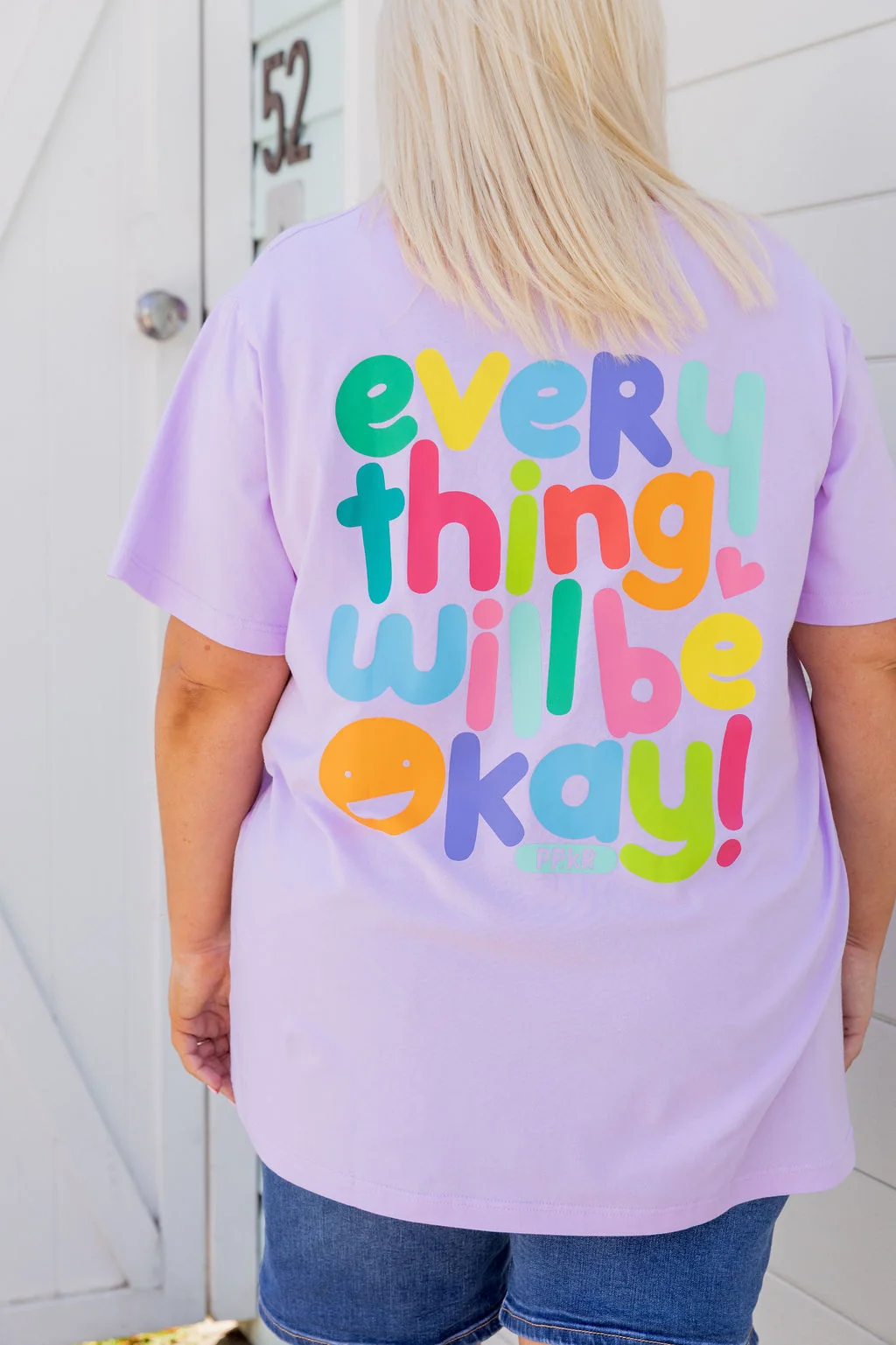 Della Relaxed V-Tee in Be Okay Lilac by Kasey Rainbow