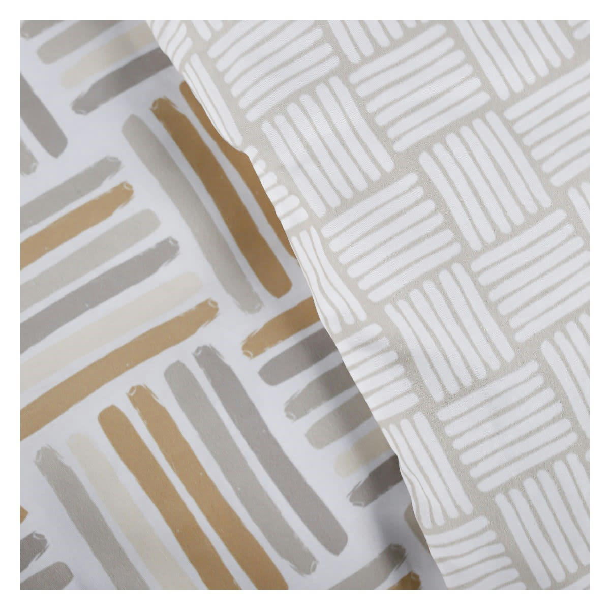 MAWIRA - Parure de lit zippée 2 personnes imprimé en Coton Beige 240x220 cm