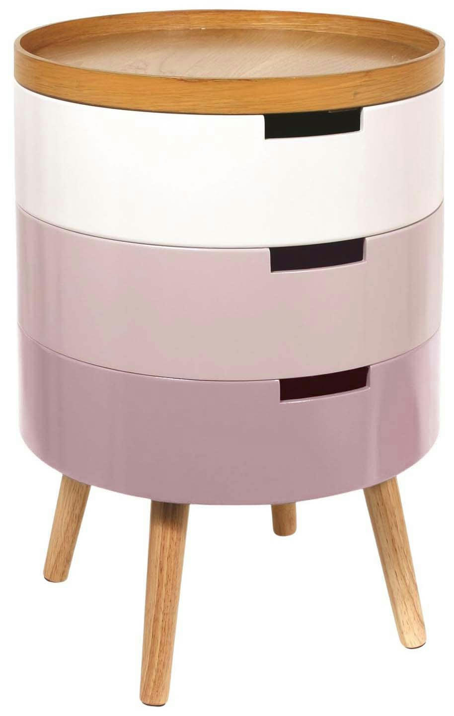 - Table de chevet coffre 3 niveaux rose