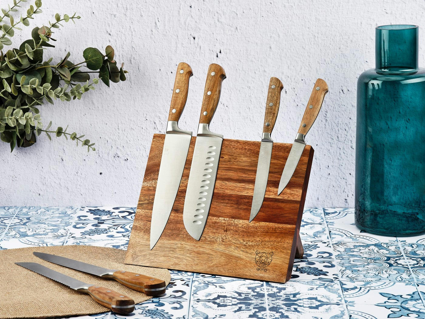 NUDE - Lot de 7 couteaux en inox marron