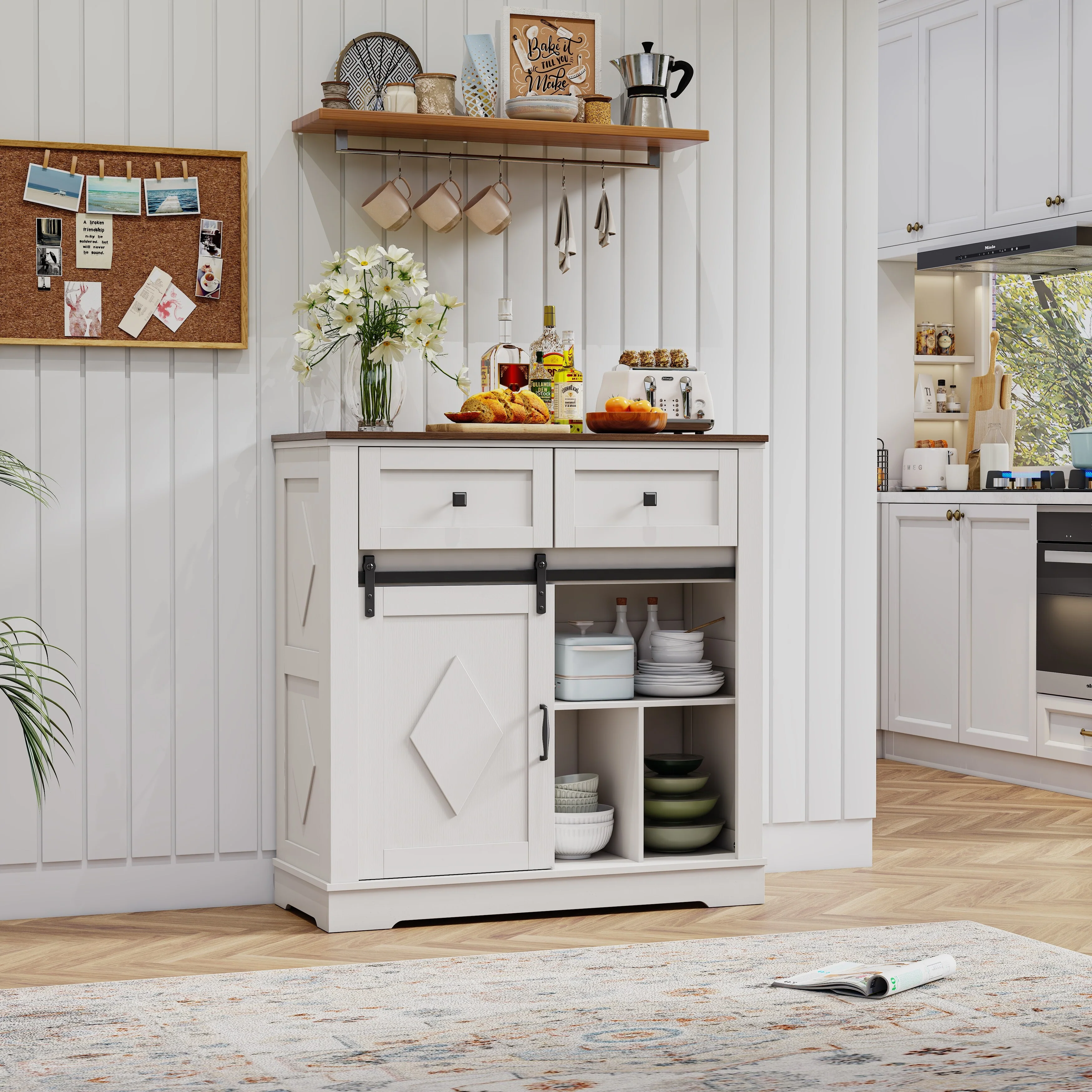 39 Sliding Barn Door Buffet Sideboard Storage Cabinet