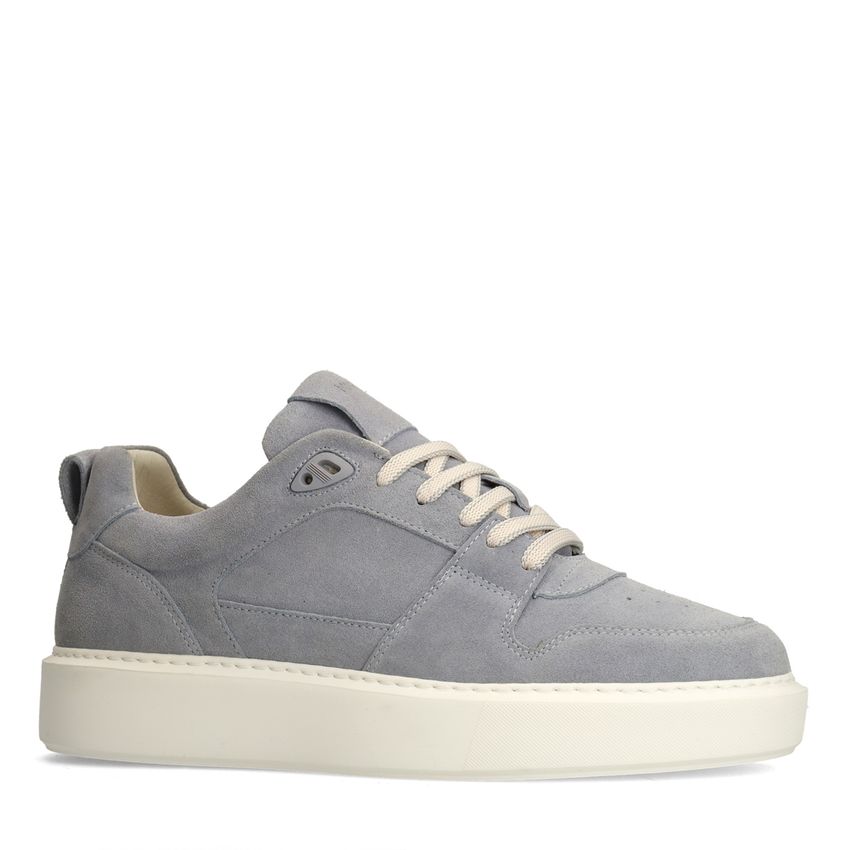 Manfield Lichtblauwe suède sneakers