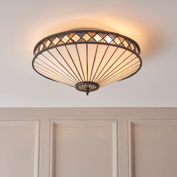 Plafon FARGO diamenty brązowy 2xE27x20W wym:17x41,5x41,5cm IP20 Tiffany