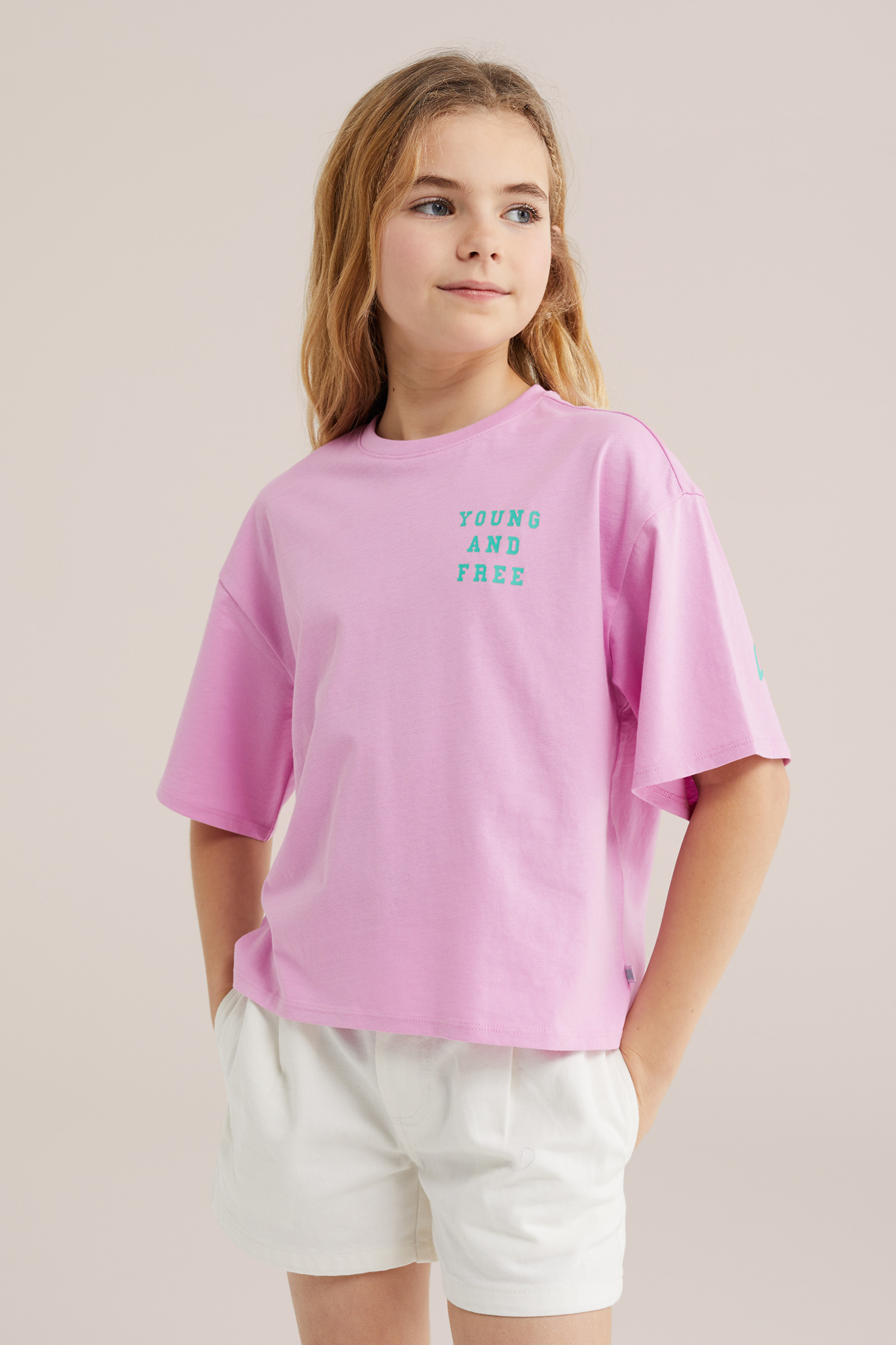 Meisjes oversized T-shirt met print