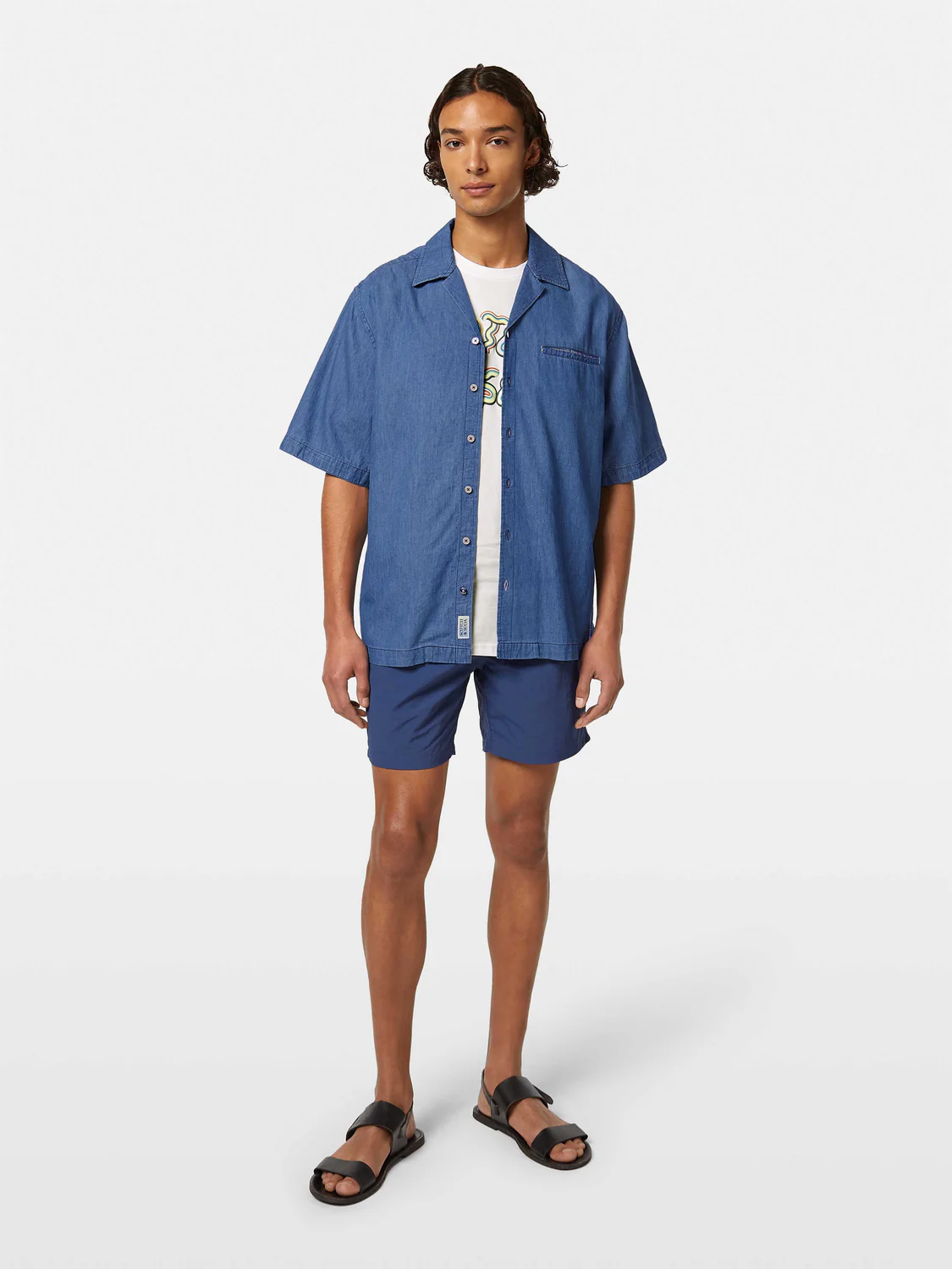 Relaxed-Fit Lightweight Denim Short Sleeve Shirt